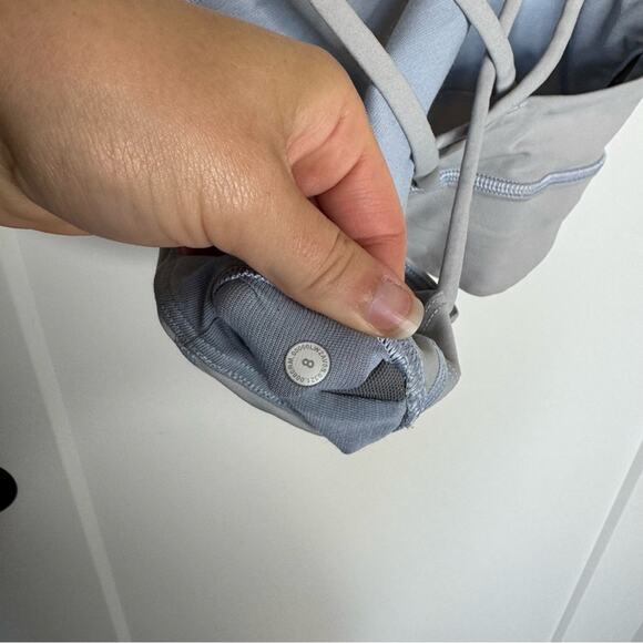 Lululemon Energy Bra Longline Sports Bra Blue Linen Strappy Back Size 8 - Picture 5 of 5